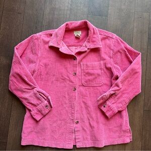 Vintage L.L.BEAN Corduroy Shirt Women PXS Pink  Wide Wale Shacket Button Up